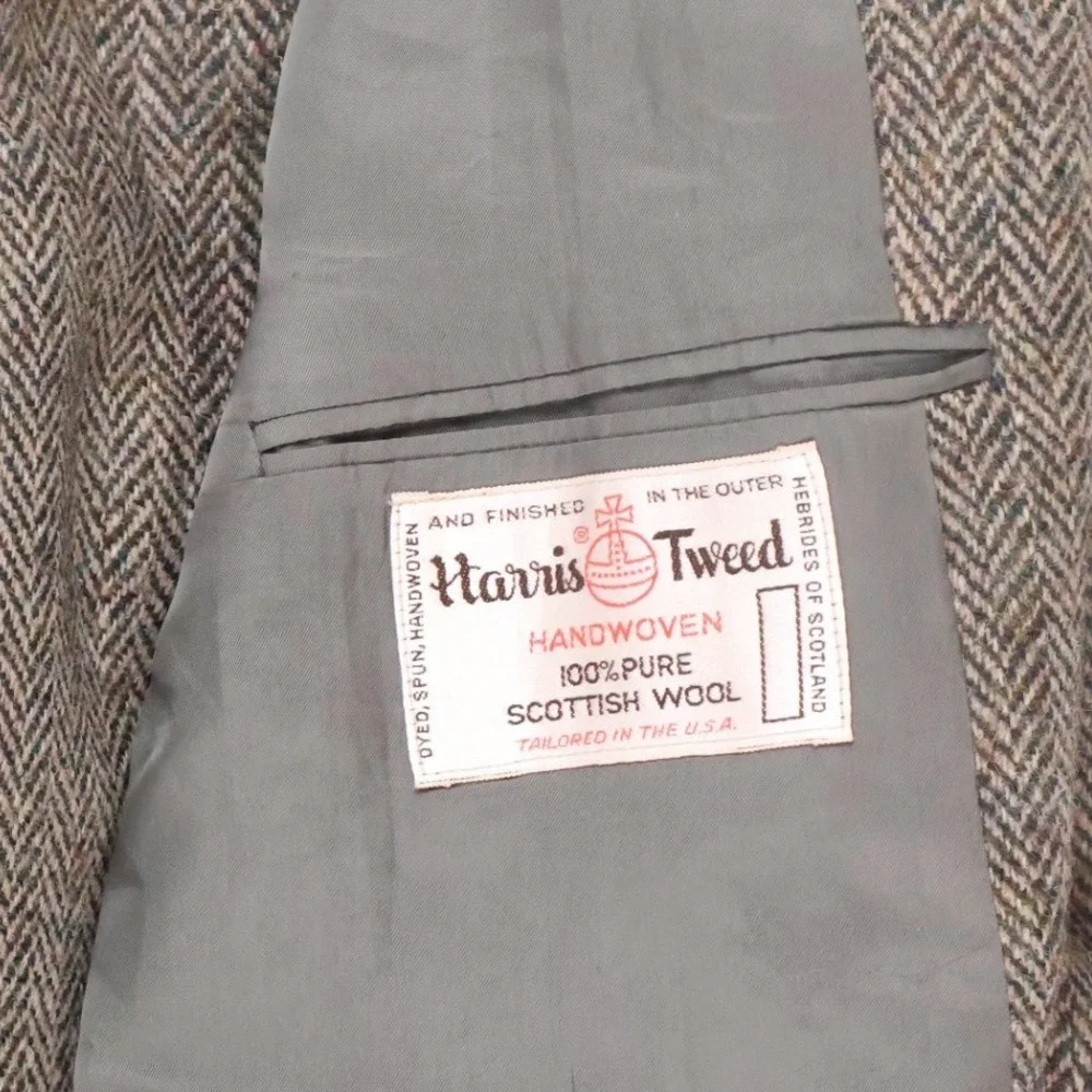 Cable Car Clothiers Mens Blazer Harris Tweed Herringbone Brown Wool XL